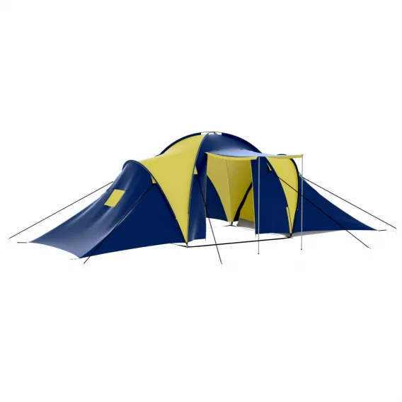 Familienzelt Kuppelzelt Campingzelt 9 Personen Stoff Blau / Gelb