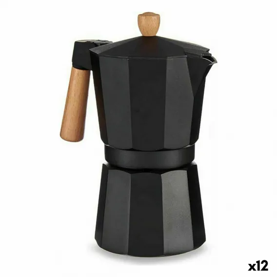 Espressokocher Italienische Kaffeemaschine Holz Aluminium 450 ml 12 Stck